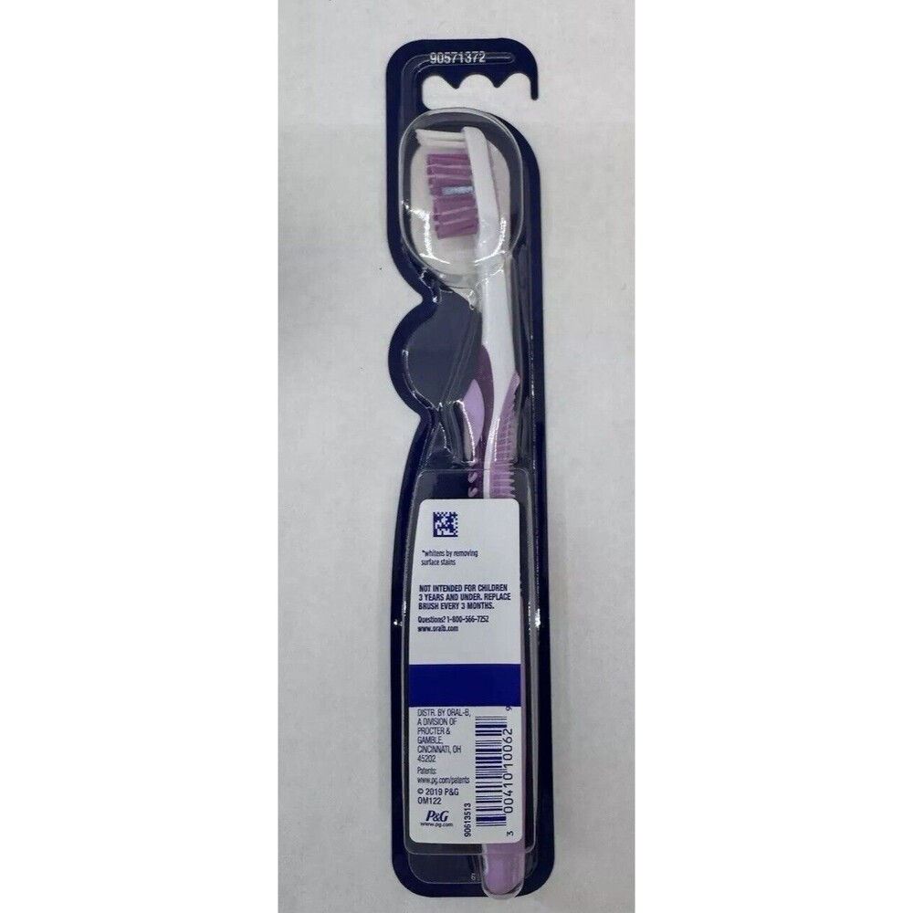 Lot of 2 ORAL B Vivid Whitening Toothbrush Medium Purple Blue New Sealed - Picture 4 of 6